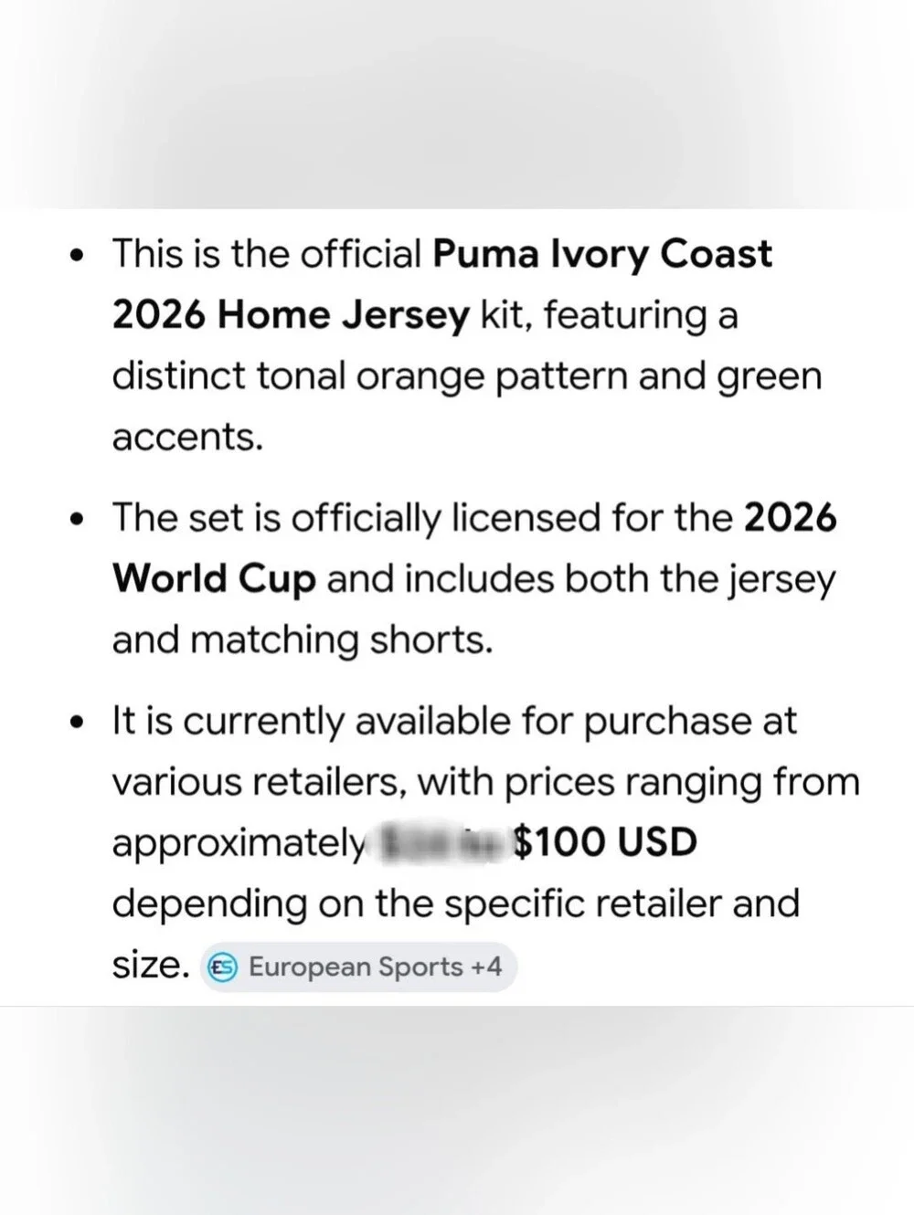Puma Ivory Coast 2026 World Cup Orange/Green Soccer Kit Top&Shorts Kid's Small - Picture 16 of 16
